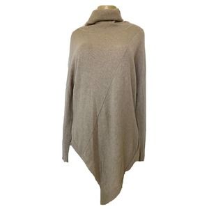 360 Sweater Angie Angled Oatmeal Cashmere Long Sleeve Knit Beige Asymmet…